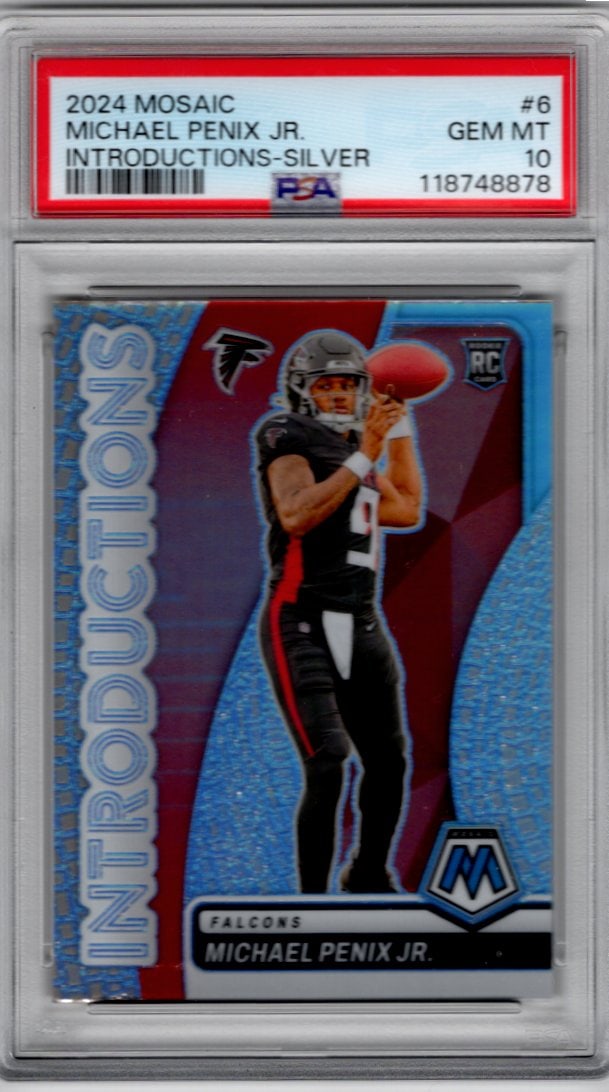 Michael Penix Jr. Rookie Card Introductions Silver 2024 Mosaic #6 PSA 10 (1 of 2)