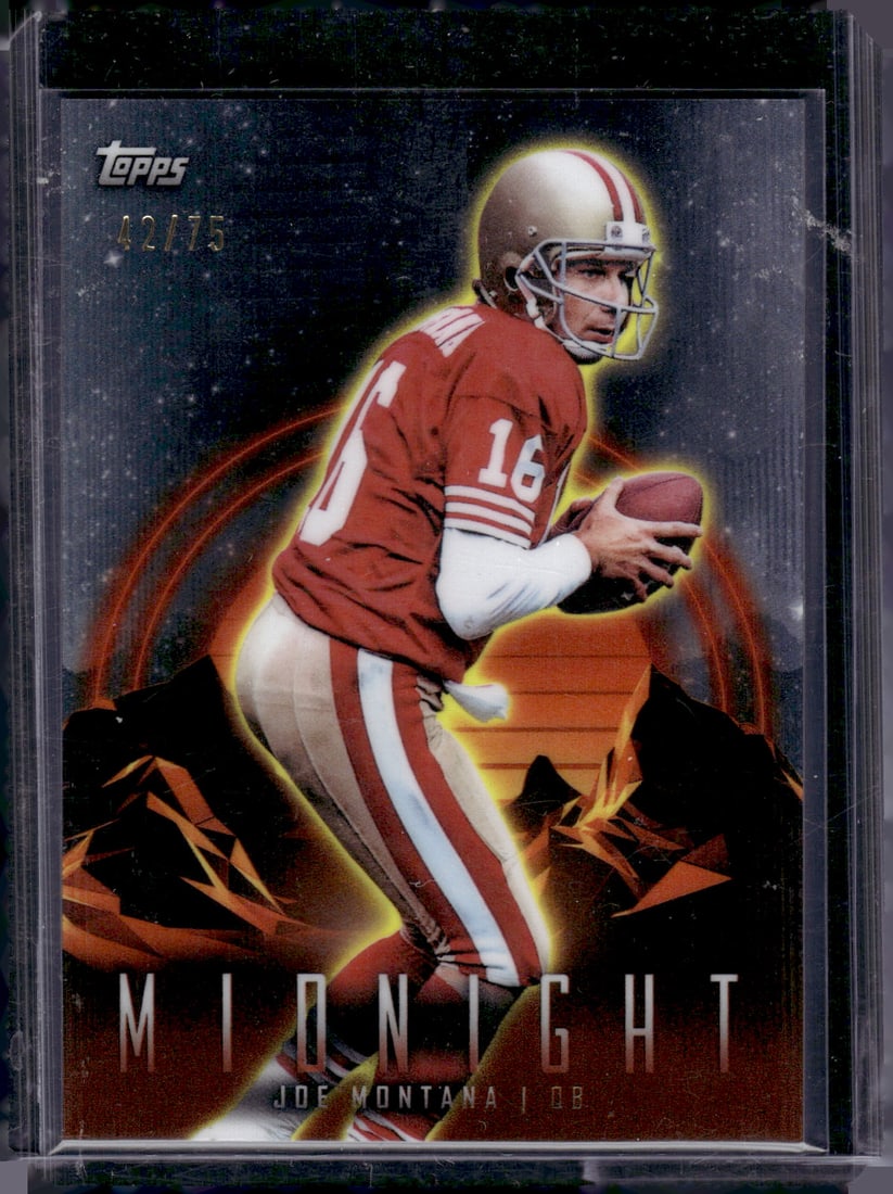 Joe Montana /75 2024 Topps Midnight #87 San Francisco 49ers: Topps Football NFL Trading Sports Cards, Sports Cards for Sale Near Me, Super Bowl & Hall of Fame Player Cards, Resurgence, Composite, SP, SSP, Valuable Auction Memorabilia Lots For Sale On Line