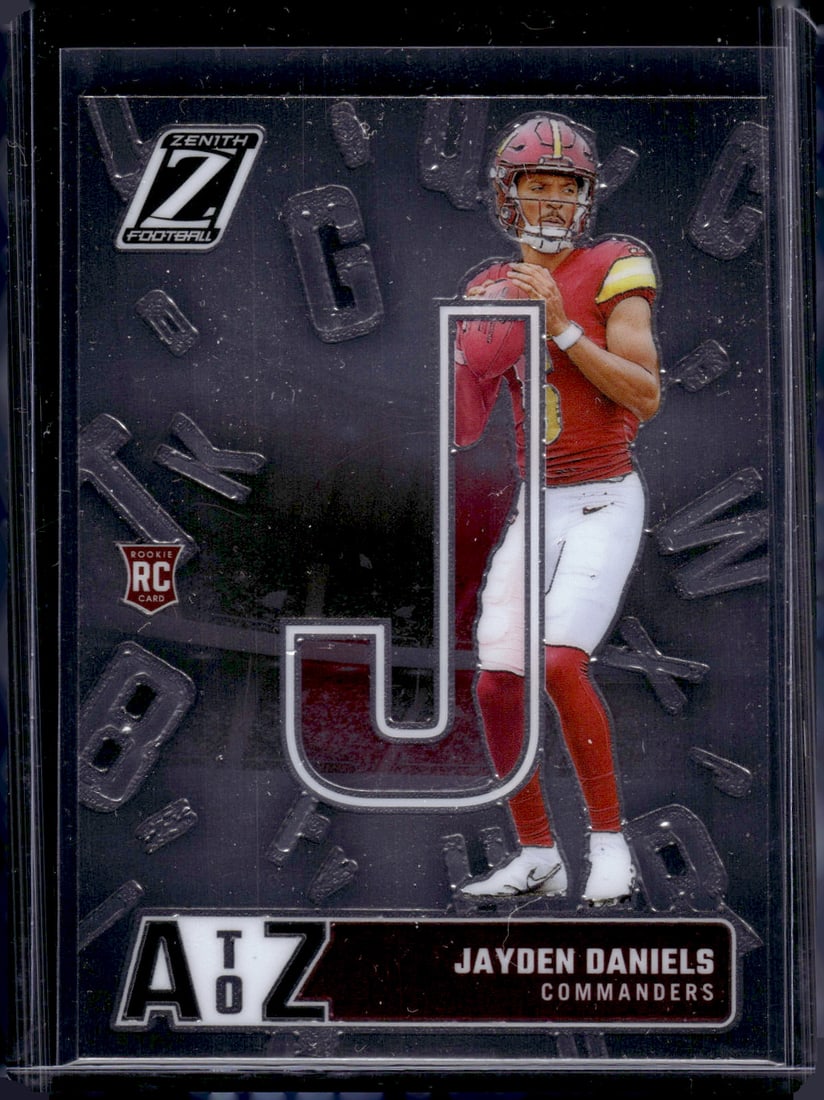 Jayden Daniels Rookie Card A to Z 2024 Panini Zenith #10 Washington Commanders: Panini Select, Prizm, Mosaic, Contenders, Zenith, Phoenix, Illusions, Absolute, Rookie NFL Sports Trading Cards, SP, SSP, Cards, Football Cards for Sale Near Me, Superbowl & Hall of Fame Player Cards,