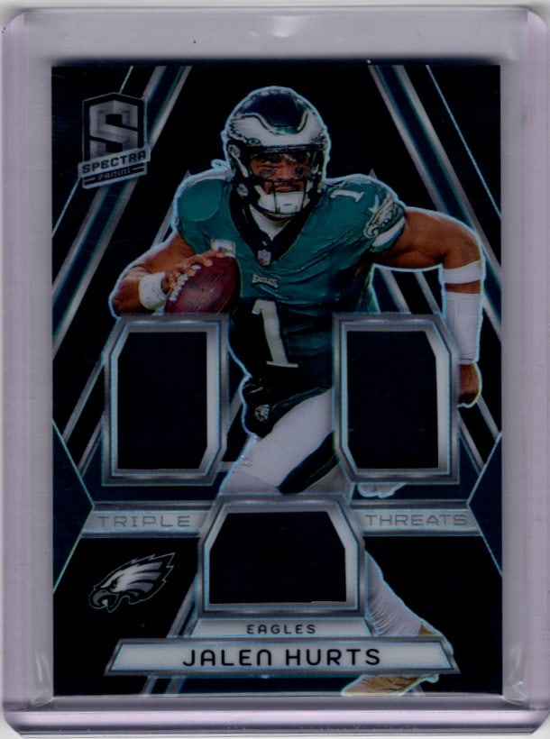 Jalen Hurts Triple Threats Patch /99 2024 Panini Spectra #TT-JHS Philadelphia Eagles (1 of 2)