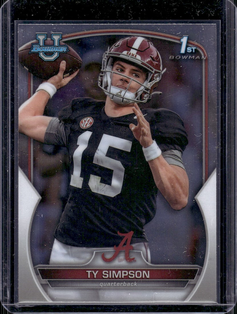 Ty Simpson 1st Bowman 2022 Bowman U Chrome #80 Alabama Crimson Tide: Bowman U Chrome Football NFL Trading & Sports Cards, Sports Cards for Sale Near Me, Prospect, 1st Bowman, Super Bowl & Hall of Fame Players, Auction Memorabilia Lots For Sale Near Me