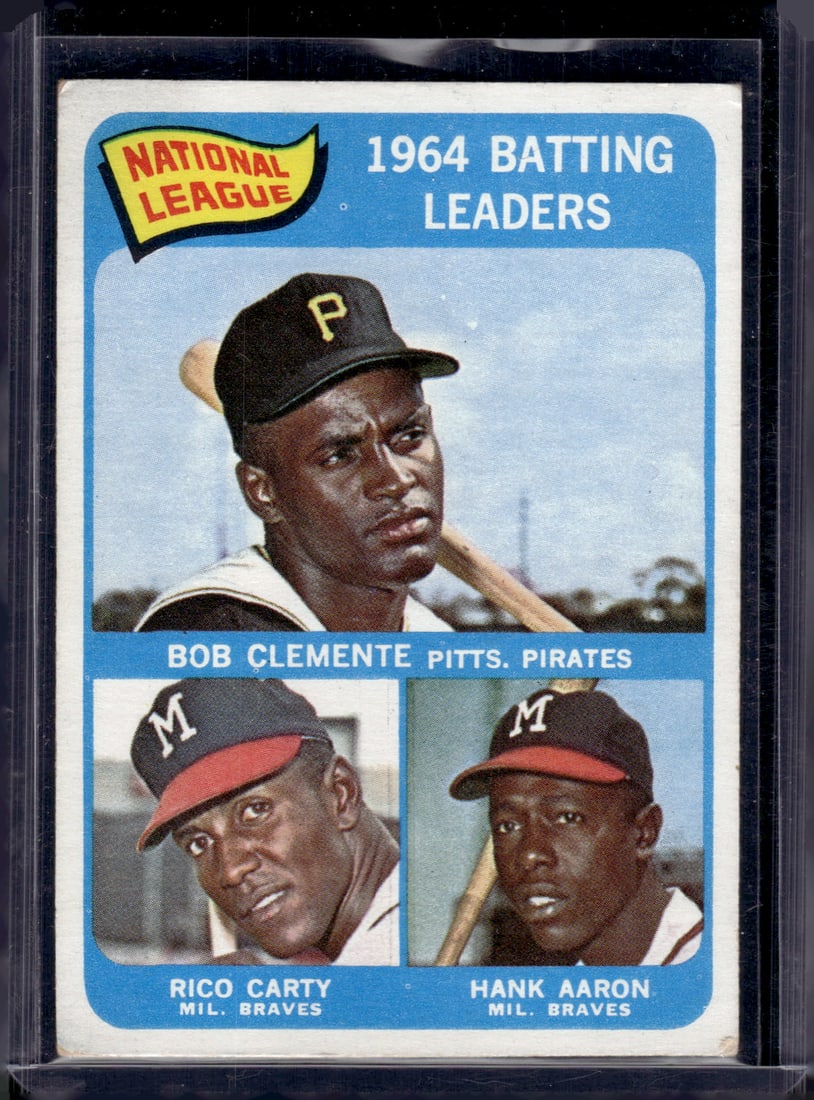 1964 NL Batting Leaders Clemente/Carty/Aaron 1965 Topps #2 Vintage Baseball Card (1 of 2)