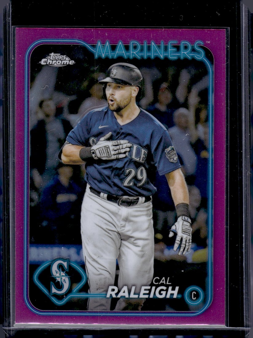 Cal Raleigh Pink Refractor 2024 Topps Chrome #119 Seattle Mariners: Topps Baseball MLB Trading & Sports Cards, Sports Cards for Sale Near Me, World Series & Hall of Fame Players Memorabilia, Refractors, X-Fractors, Numbered, SP, SSP, Valuable Auction Memorabilia Lots 