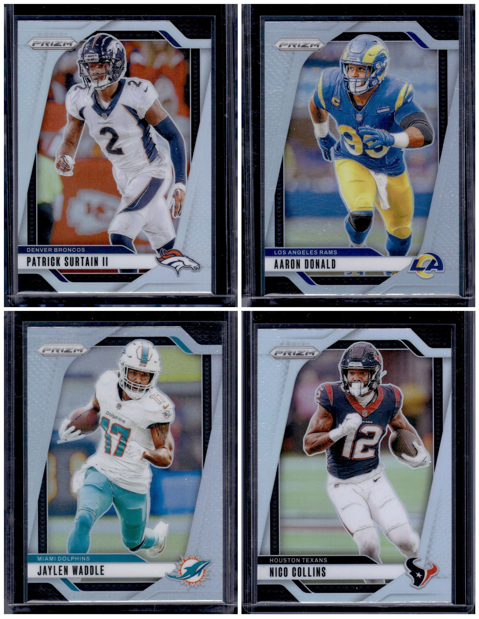 Lot of 4 2024 Panini Prizm NFL Silver Prizms. Surtain, Donald, Waddle, Collins (1 of 2)