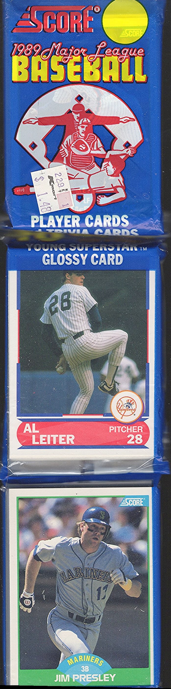 1989 Score Series 1 RACK PACK Vintage Baseball Card Factory Sealed - You Get the Pack Shown: Score Valuable Vintage Rookie Baseball MLB Trading Cards, Old Sports Cards for Sale Near Me, Rookie Cards In this Set Are Randy Johnson, Edgar Martinez, Craig Biggio, John Smoltz, Gary Sheffield, Worl