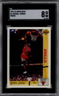 Michael Jordan 1991-92 Upper Deck Promo #1 SGC 8 Chicago Bulls: Upper Deck, Basketball NBA Trading & Sports Cards, Sports Cards for Sale Near Me, Chrome, Refractor, SP, SSP, Valuable Auction Memorabilia Lots Sold On Line, NBA Championship & Hall of Fame Player Car