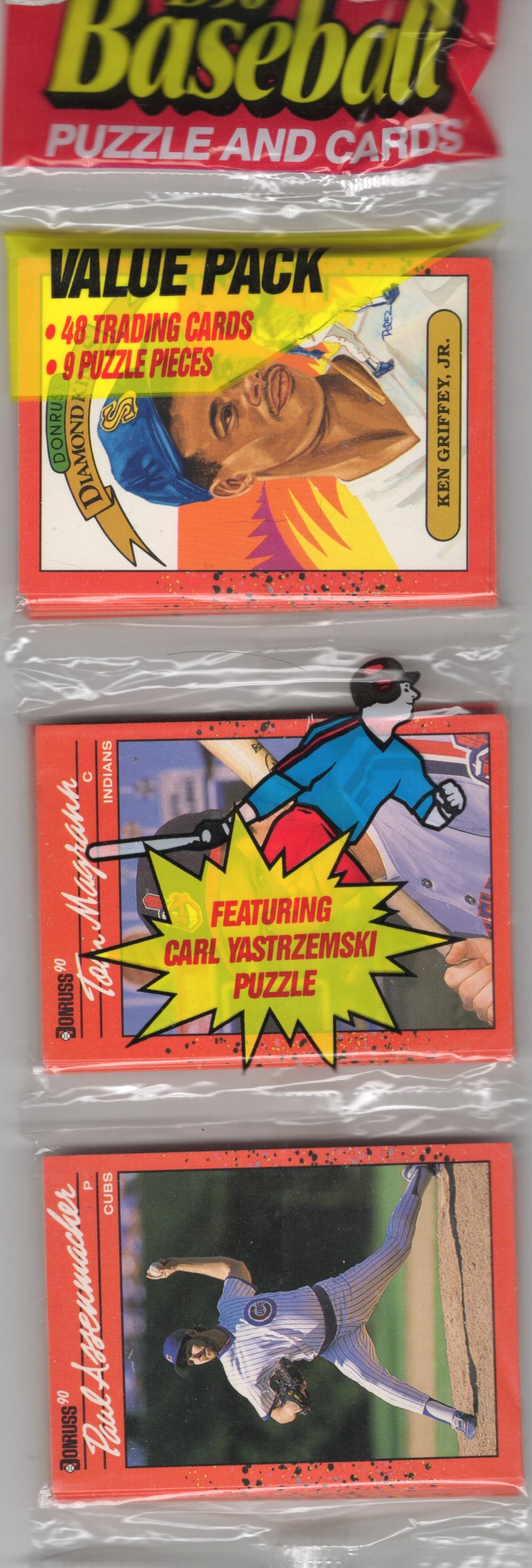 1990 Donruss Series 1 RACK PACK Vintage Baseball Card Factory Sealed - You Get the Pack Shown: Vintage Valuable Donruss Baseball MLB Trading & Sports Cards, Robin Yount, George Brett, Rickey Henderson, Nolan Ryan, Old Sports Cards for Sale Near Me, World Series & hall of Fame Players, Auction M