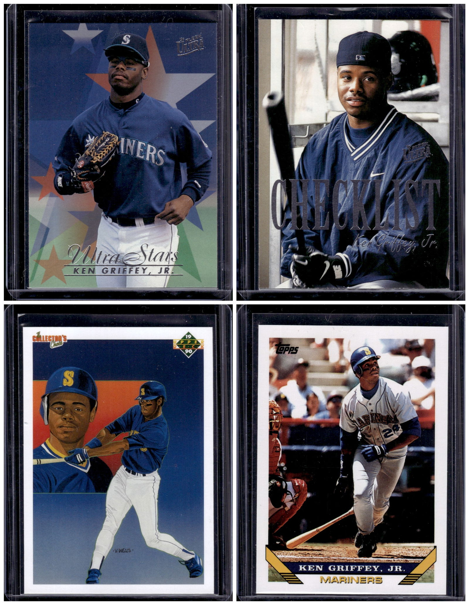 Lot of 4 1990s Ken Griffey Jr. Baseball Cards. All Different, See Pictures (1 of 2)