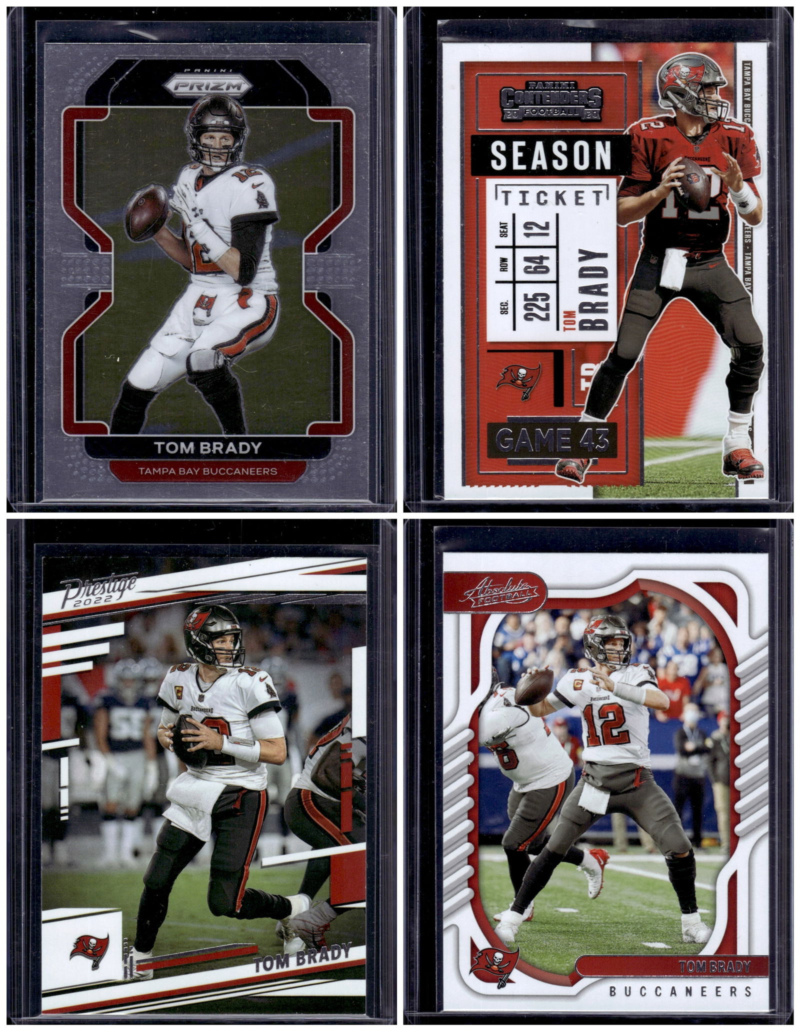 Lot of 4 Tom Brady Panini Football Cards. All Different, See Pictures (1 of 2)