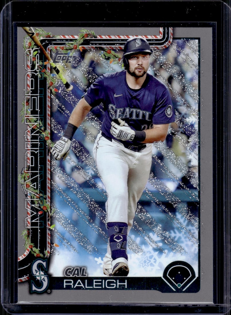 Cal Raleigh Silver Glitter 2025 Topps Holiday #H54 Seattle Mariners: Topps Baseball MLB Trading & Sports Cards, Sports Cards for Sale Near Me, World Series & Hall of Fame Players Memorabilia, Refractors, X-Fractors, Numbered, SP, SSP, Valuable Auction Memorabilia Lots 