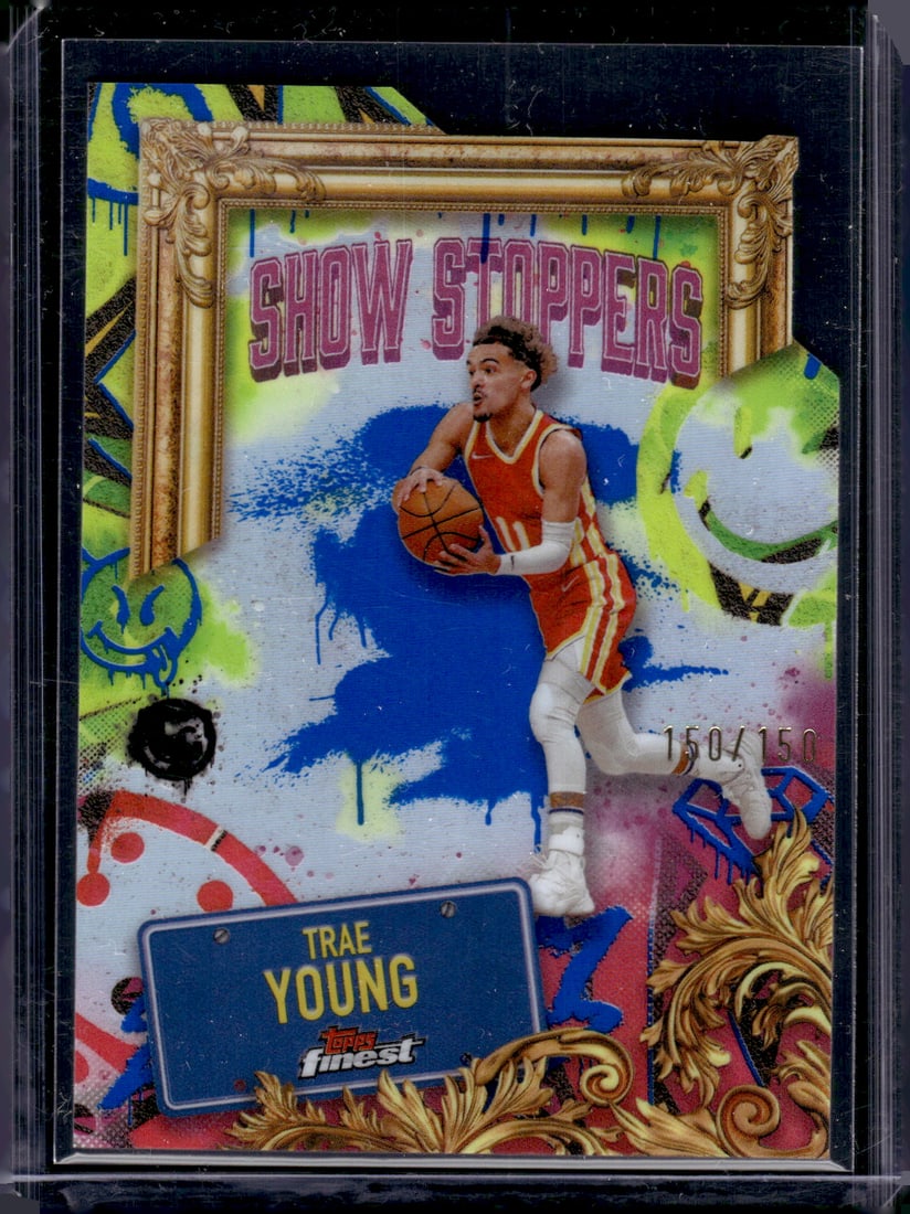 Trae Young Show Stoppers Die Cut Blue /150 2024-25 Topps Finest #S-10 Atlanta Hawks (1 of 2)