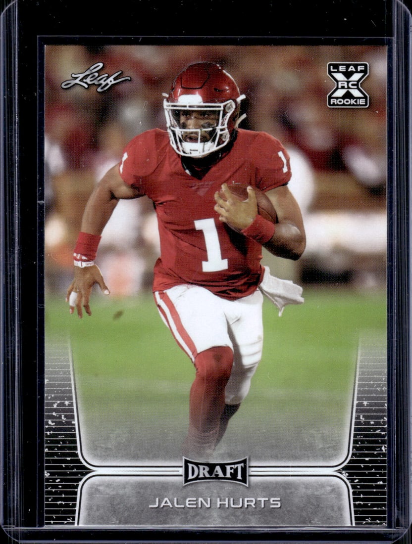 Jalen Hurts Rookie Card 2020 Leaf Draft #15 Eagles: Leaf, Football NFL Trading Cards, Old Sports Cards for Sale Near Me, Hall of Fame & Super Bowl Player Cards, Auction Memorabilia Lots for Sale on Line