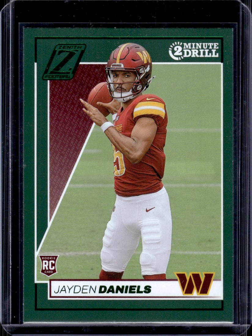 Jayden Daniels Rookie Card 2 Minute Drill 2024 Panini Zenith #148 Commanders: Panini Select, Prizm, Mosaic, Contenders, Zenith, Phoenix, Illusions, Absolute, Rookie NFL Sports Trading Cards, SP, SSP, Cards, Football Cards for Sale Near Me, Superbowl & Hall of Fame Player Cards,