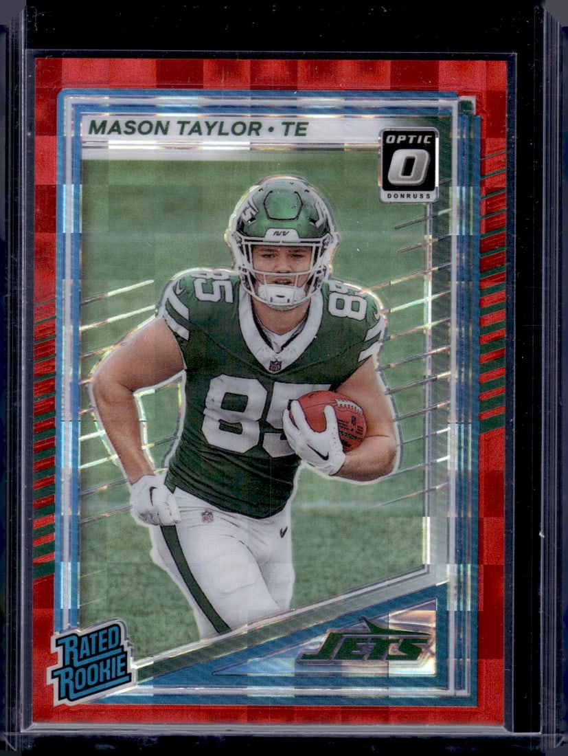 Mason Taylor Rookie Card Red Pandora Prizm 2025 Donruss Optic Preview #328 Jets: Donruss Optic Football NLF Trading & Sports Cards, Sports Cards for Sale Near Me, Valuable Memorabilia Auction Lots Sold On Line, SP, SSP