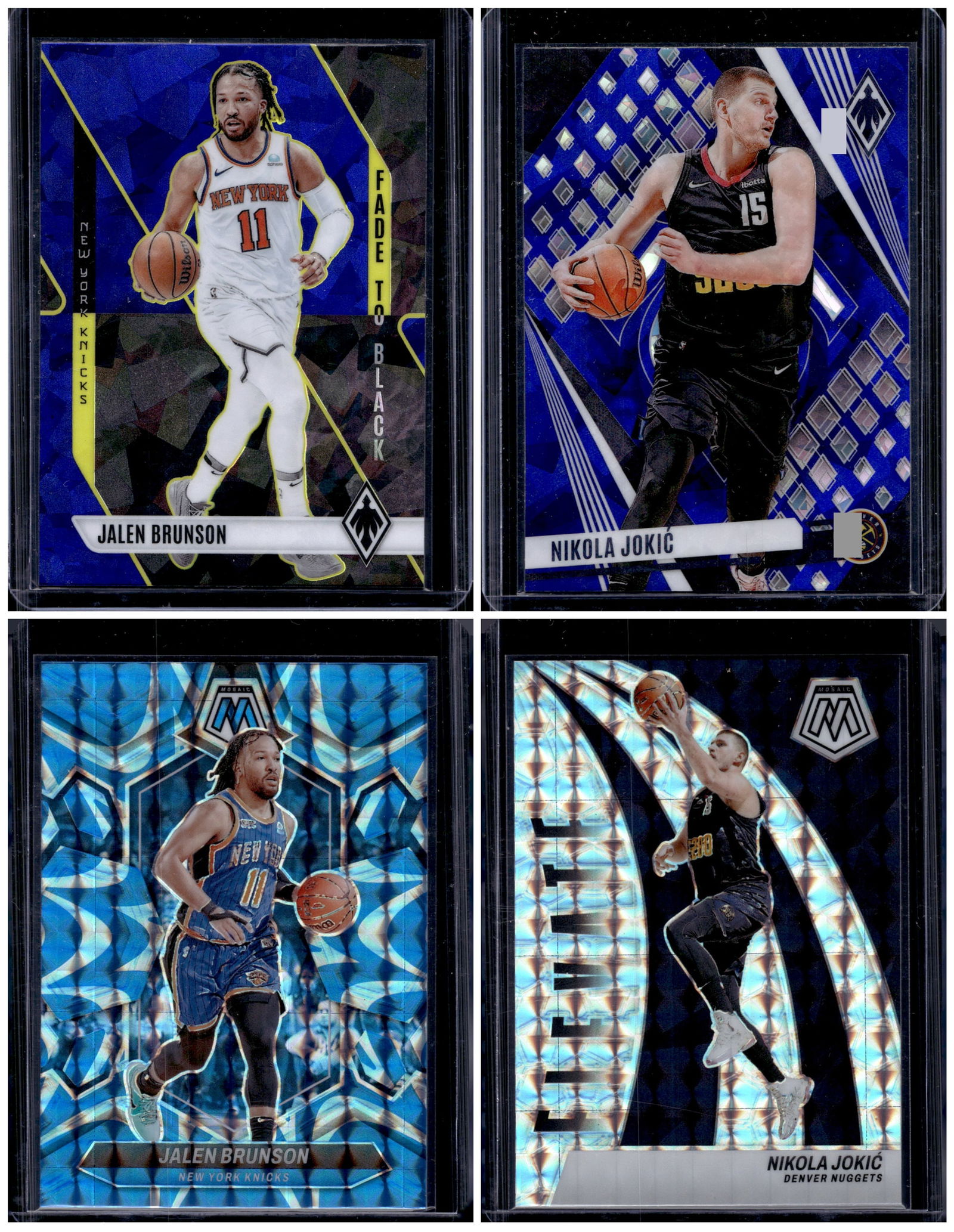 Lot of 4 2023-24 NBA Ices and Mosaic Prizms. 2 Nikola Jokic & 2 Jalen Brunsons (1 of 2)