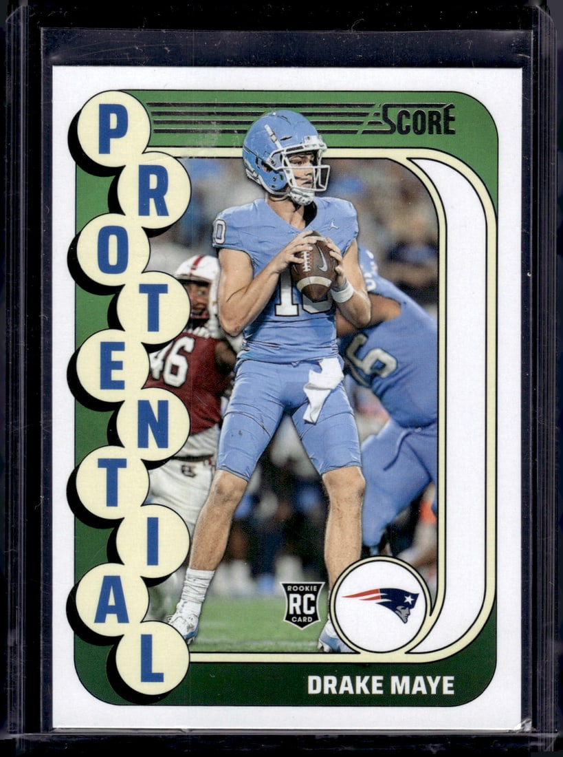 Drake Maye Rookie Card Protential 2024 Panini Score #2 UNC Tarheels, Patriots: Panini Select, Prizm, Mosaic, Contenders, Zenith, Phoenix, Illusions, Absolute, Rookie NFL Sports Trading Cards, SP, SSP, Cards, Football Cards for Sale Near Me, Superbowl & Hall of Fame Player Cards,