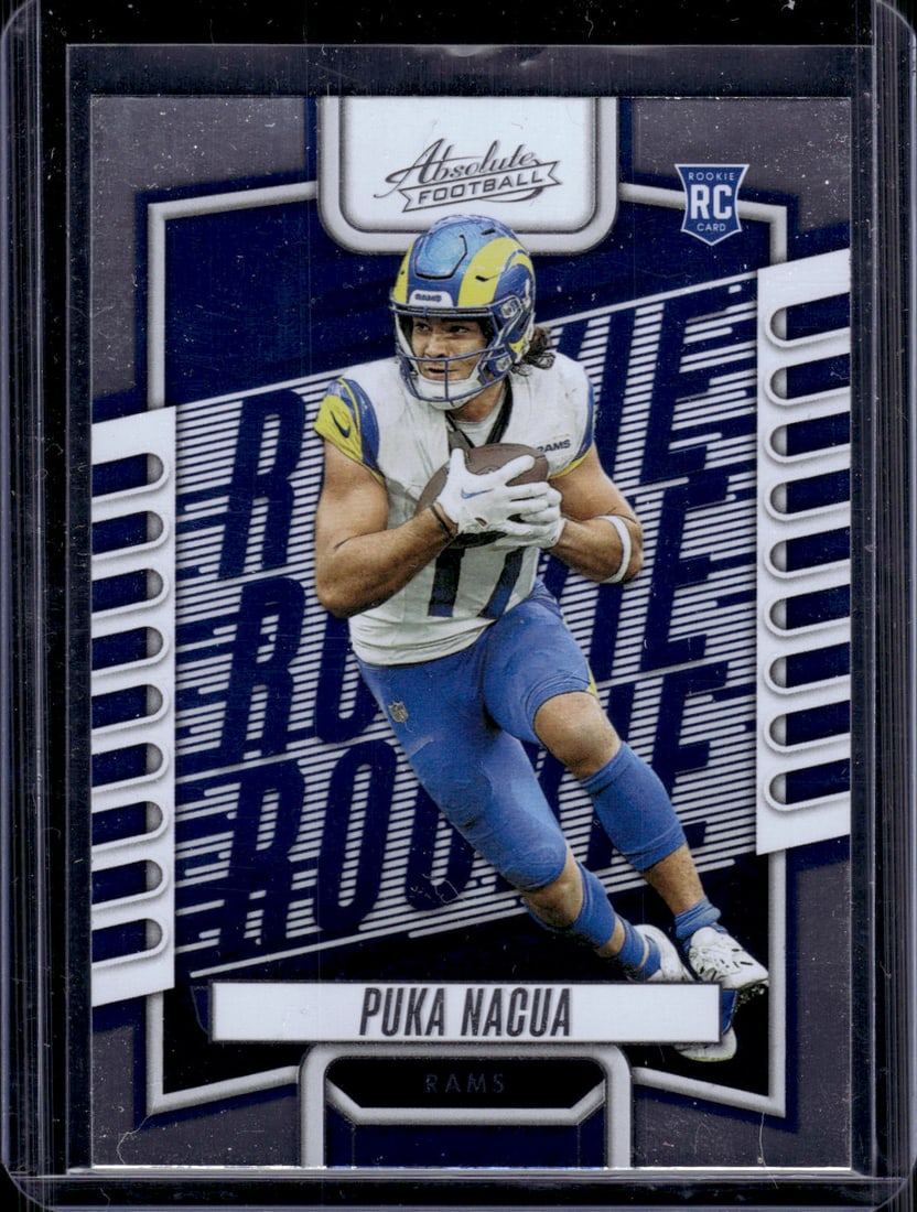 Puka Nacua Rookie Card 2023 Panini Absolute #189 Los Angeles Rams: Panini Select, Prizm, Mosaic, Contenders, Zenith, Phoenix, Illusions, Absolute, Rookie NFL Sports Trading Cards, SP, SSP, Cards, Football Cards for Sale Near Me, Superbowl & Hall of Fame Player Cards,