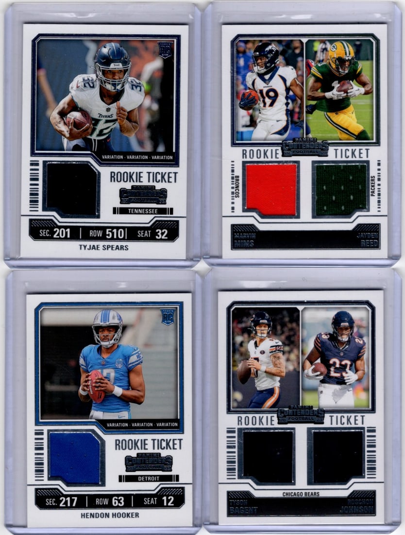 Lot of 4 2023 Panini Contenders Rookie Ticket Patches/Dual Patches. All Different (1 of 2)