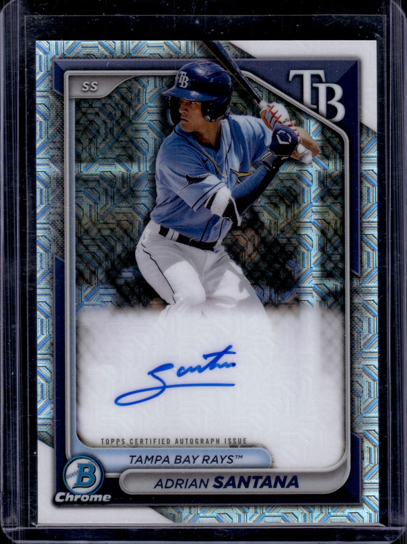 Adrian Santana Prospects Mojo Refractor Auto 2024 Bowman Chrome #BMA-AS Rays (1 of 2)