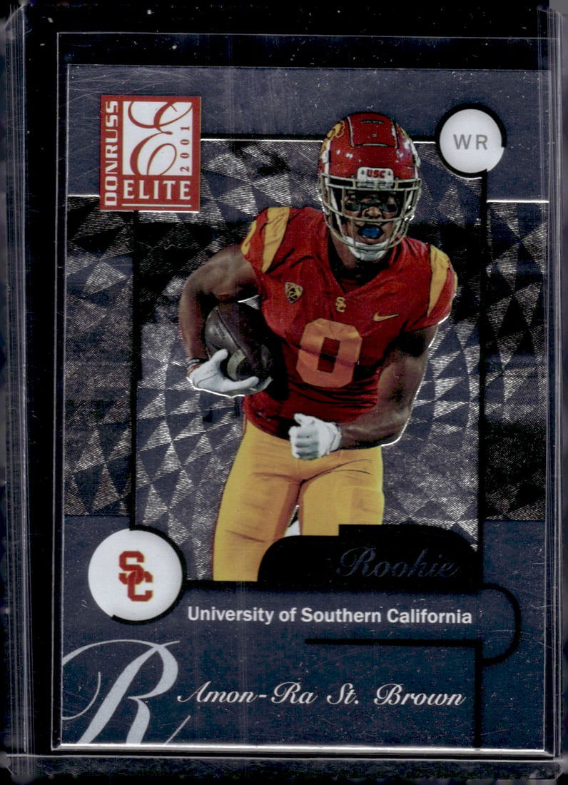 Amon-Ra St. Brown Rookie Card 2021 Donruss Elite #ER24 USC Trojans, Lions (1 of 2)