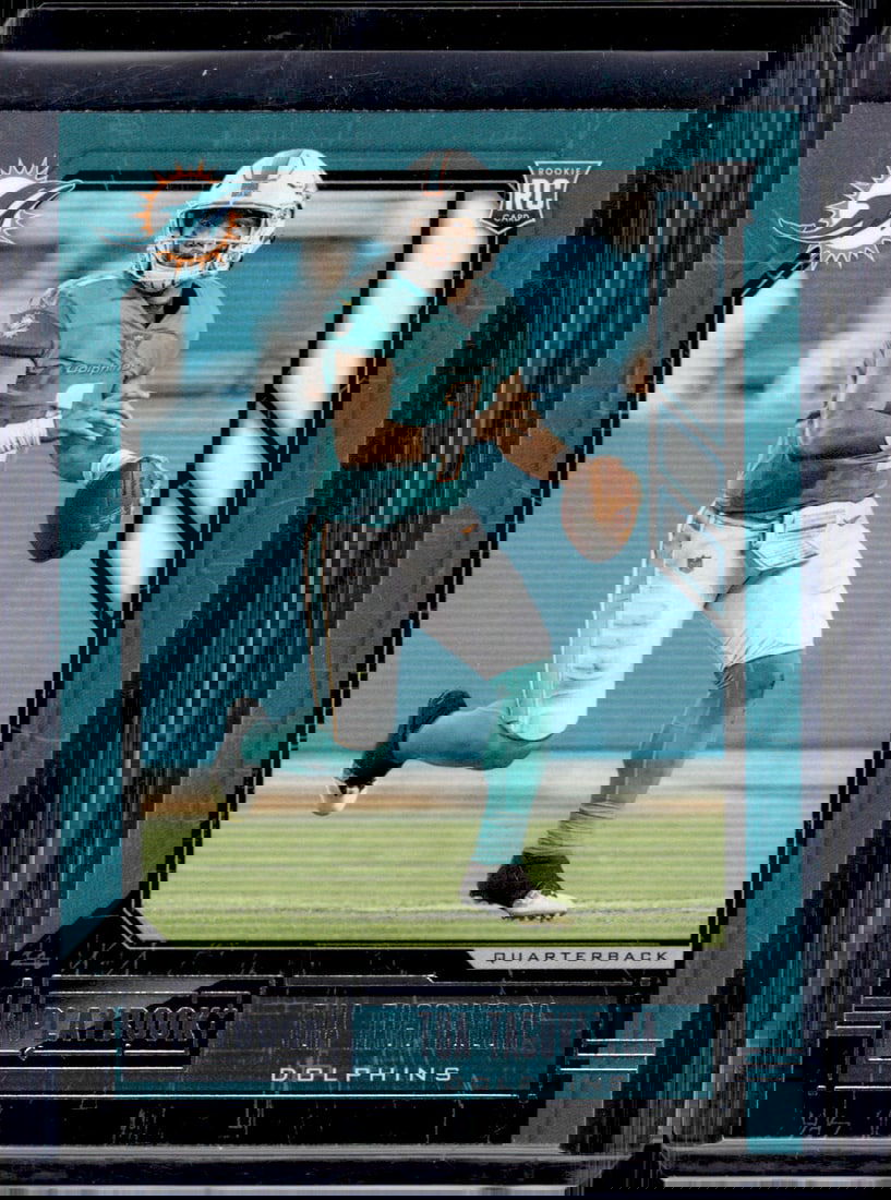 Tua Tagovailoa Rookie Card 2020 Panini Playbook #102 Miami Dolphins: Panini Select, Prizm, Mosaic, Contenders, Zenith, Phoenix, Illusions, Absolute, Rookie NFL Sports Trading Cards, SP, SSP, Cards, Football Cards for Sale Near Me, Superbowl & Hall of Fame Player Cards,