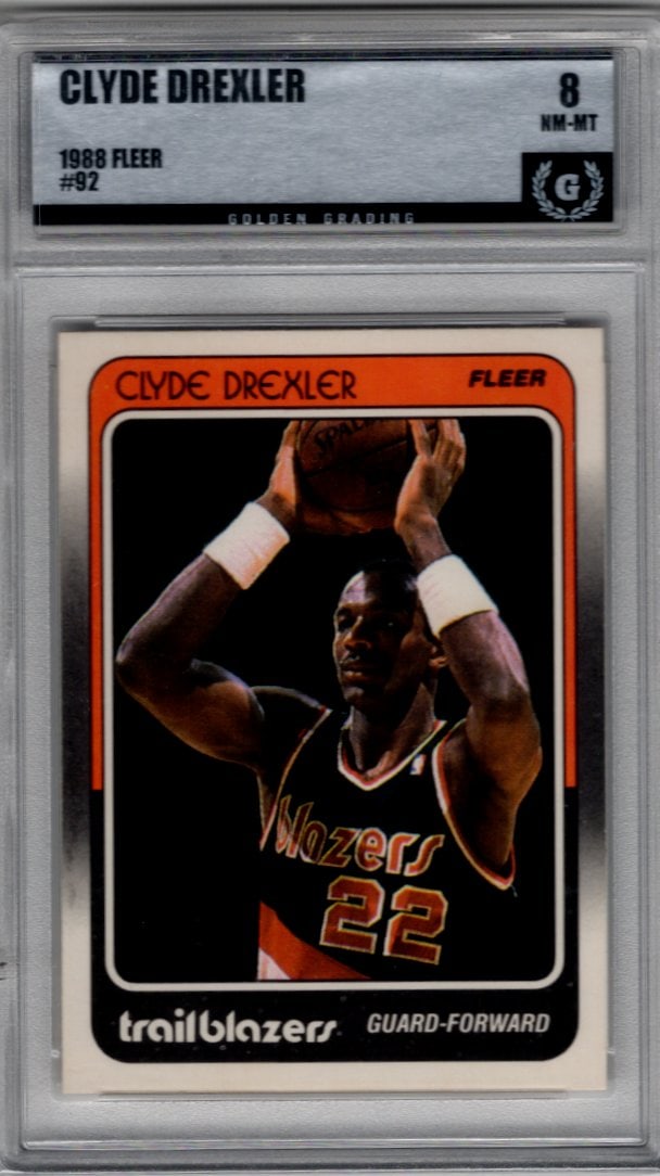 Clyde Drexler 1988-89 Fleer #92 Golden Grading 8 NM-MT Trailblazers (1 of 2)