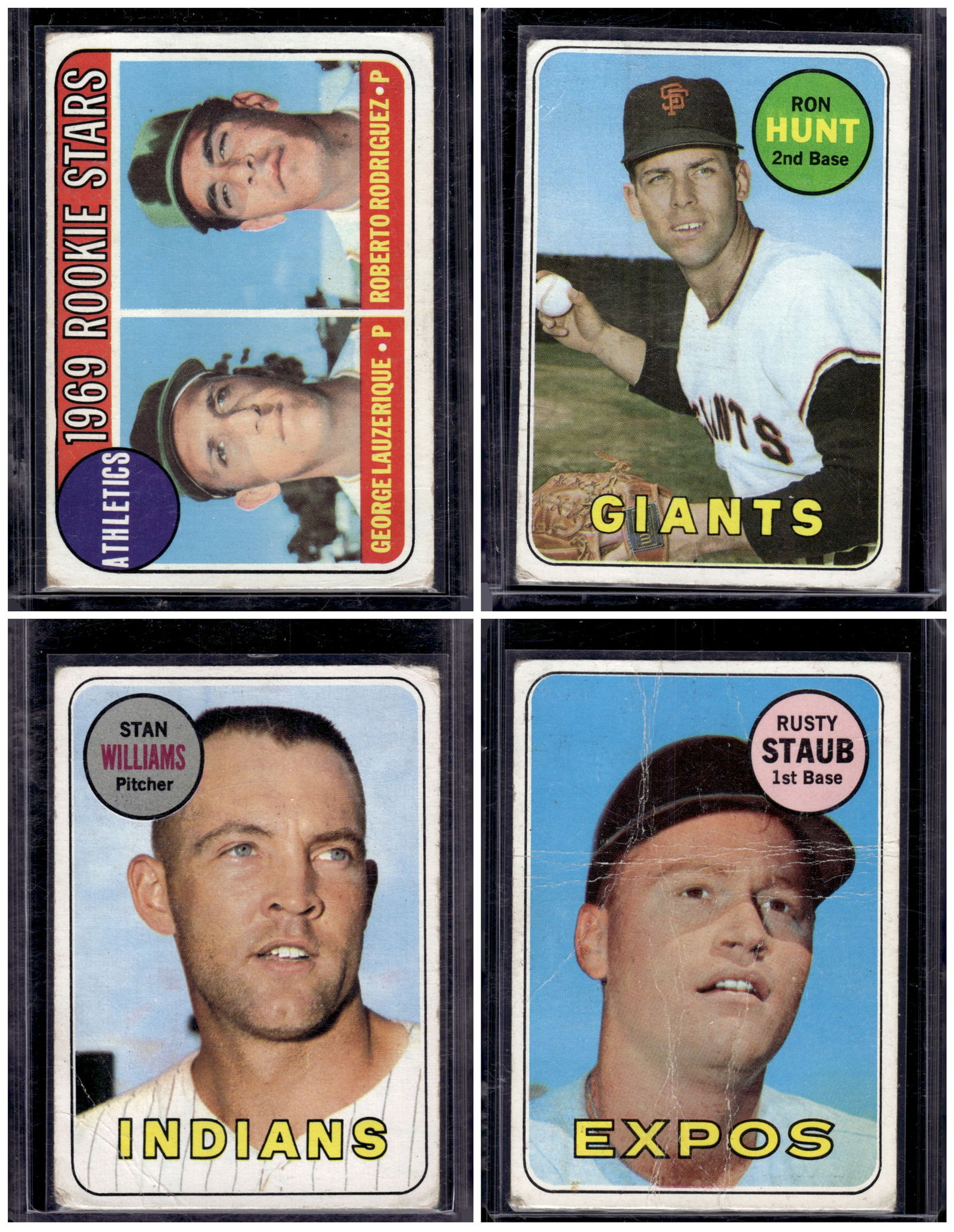 Lot of 4 1969 Topps Vintage Baseball Cards. All Different, Condtions Vary, See Pictures (1 of 2)
