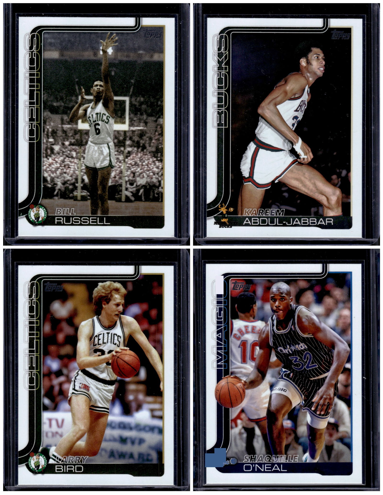 Lot of 2025-26 Topps NBA Legends. Bill Russell, Kareem Abdul-Jabbar, Larry Bird, Shaq (1 of 2)