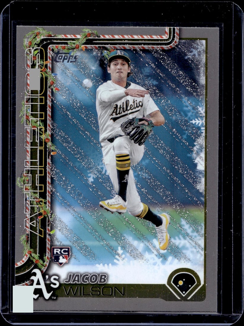 Jacob Wilson Rookie Card Silver Glitter 2025 Topps Holiday #H4 Oakland Athletics: Topps Baseball MLB Trading & Sports Cards, Sports Cards for Sale Near Me, World Series & Hall of Fame Players Memorabilia, Refractors, X-Fractors, Numbered, SP, SSP, Valuable Auction Memorabilia Lots 