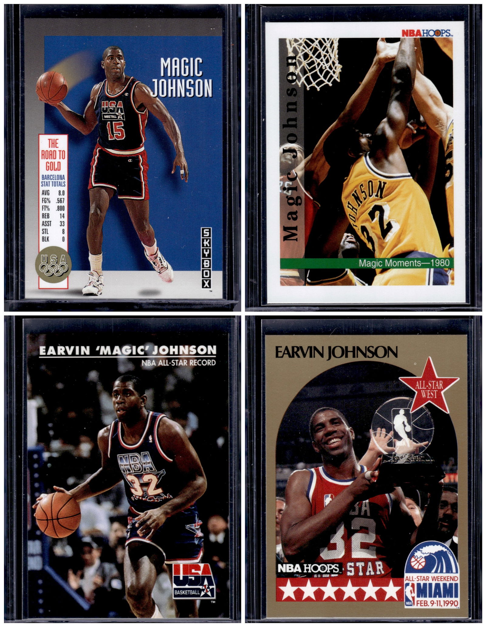 Lot of 4 Early 1990s Magic Johnson Basketball Cards. All Different, See Pictures (1 of 2)
