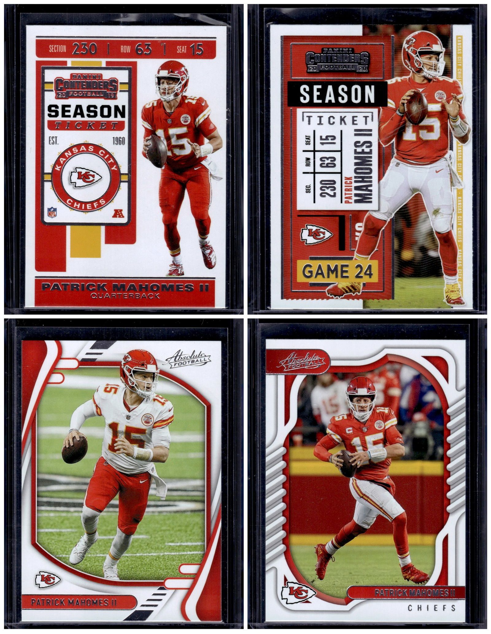 Lot of 4 Patrick Mahomes Base Cards. All Panini, All Different (1 of 2)