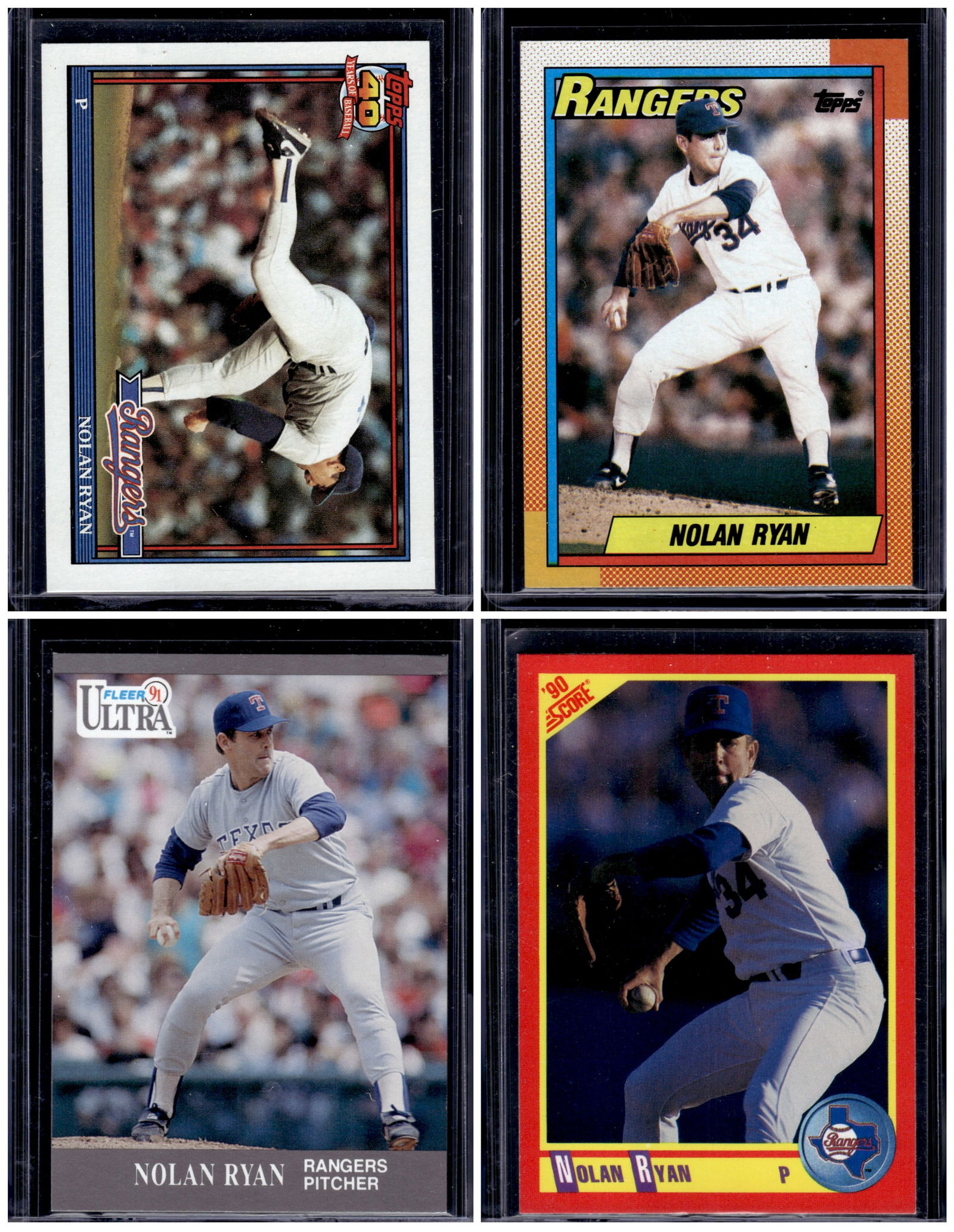Lot of 4 Early 1990s Nolan Ryan Baseball Cards. All Different, See Pictures (1 of 2)