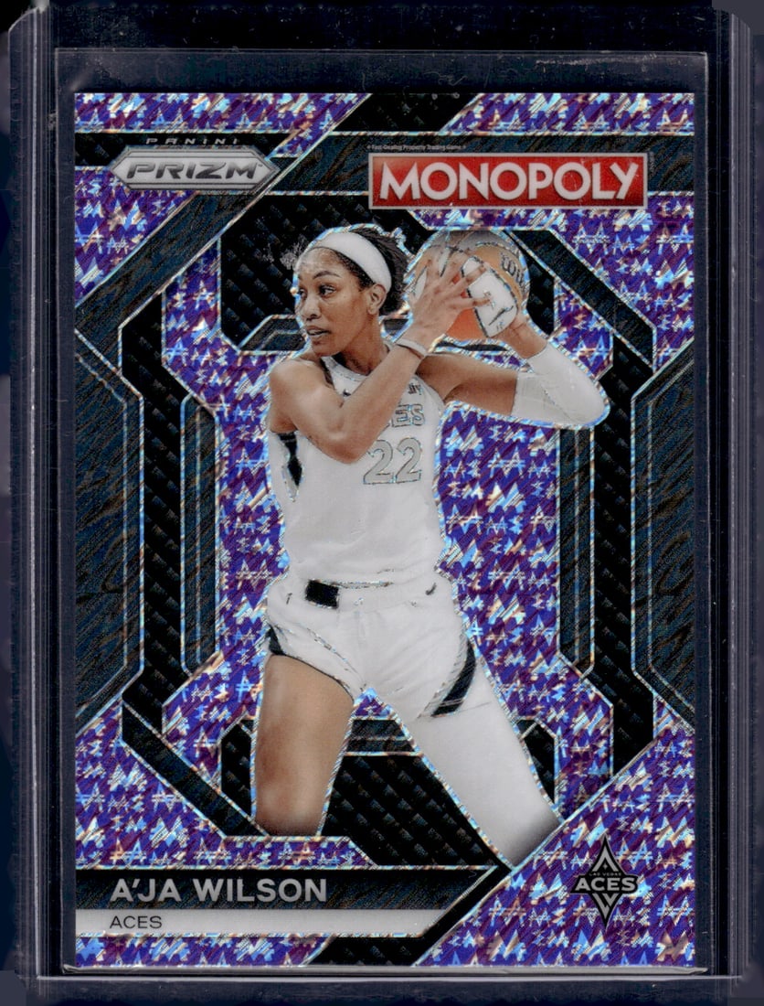 A'Ja Wilson Purple Millionaire Shimmer /50 2024 WNBA Monopoly Prizm #WNBA3 Aces: Panini Select, Prizm, Mosaic, Contenders, Revolution, Phoenix, NBA Hoops, Rookie NFL Sports Trading Cards, Silver, SP, SSP, Wave Prizms, Numbered Cards, Basketball sports Cards for Sale Near Me, NBA C