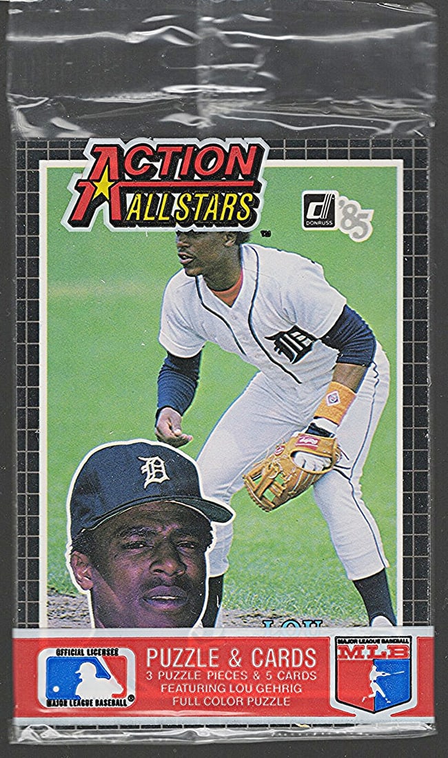1985 Donruss Action All-stars Baseball Jumbo Card Pack - Lou Whitaker on Front: Vintage Valuable Donruss Baseball MLB Trading & Sports Cards, Robin Yount, George Brett, Rickey Henderson, Nolan Ryan, Old Sports Cards for Sale Near Me, Oversized Sports Cards, World Series & Hall of