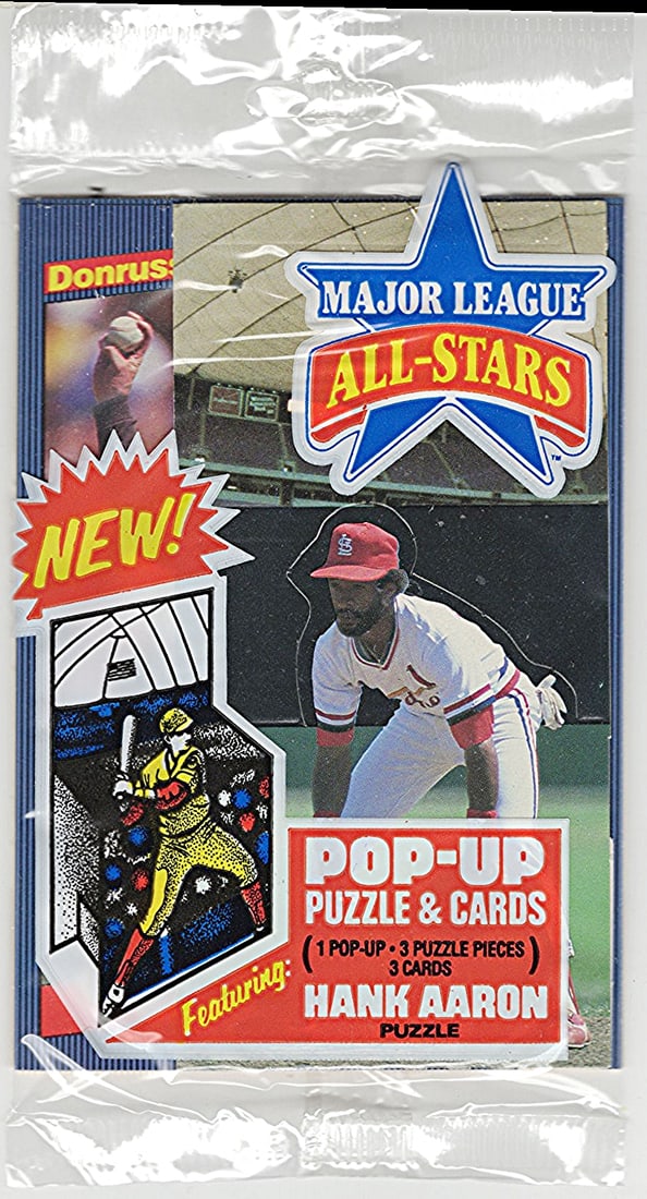 1986 Donruss Leaf Major League All-Stars Pop UP Insert Cello Pack - Ozzie Smith Pop Up on Front: Vintage Valuable Donruss Baseball MLB Trading & Sports Cards, Robin Yount, George Brett, Rickey Henderson, Nolan Ryan, Old Sports Cards for Sale Near Me, Oversized Sports Cards, World Series & Hall of