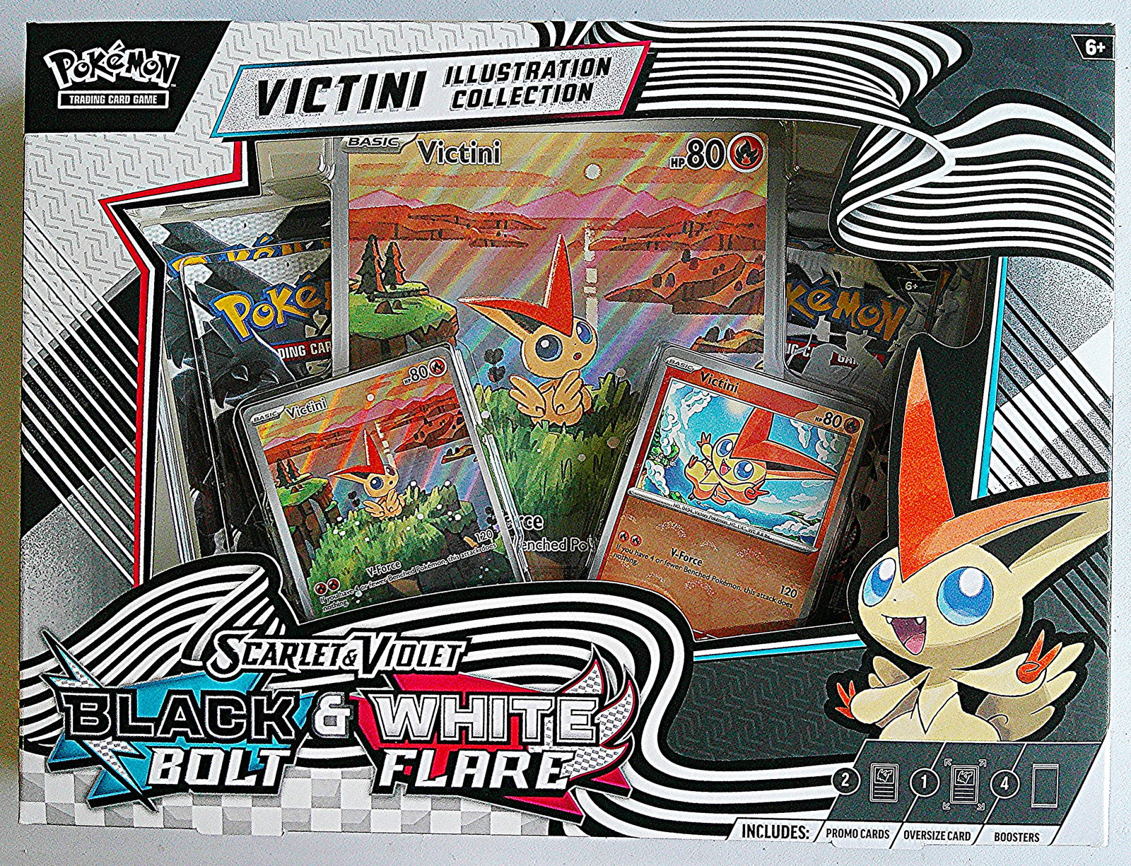 2025 Pokemon Black Bolt & White Flare Victini Illustration Collection- 2 Promo Cards, 1 Oversize, 4 (1 of 2)