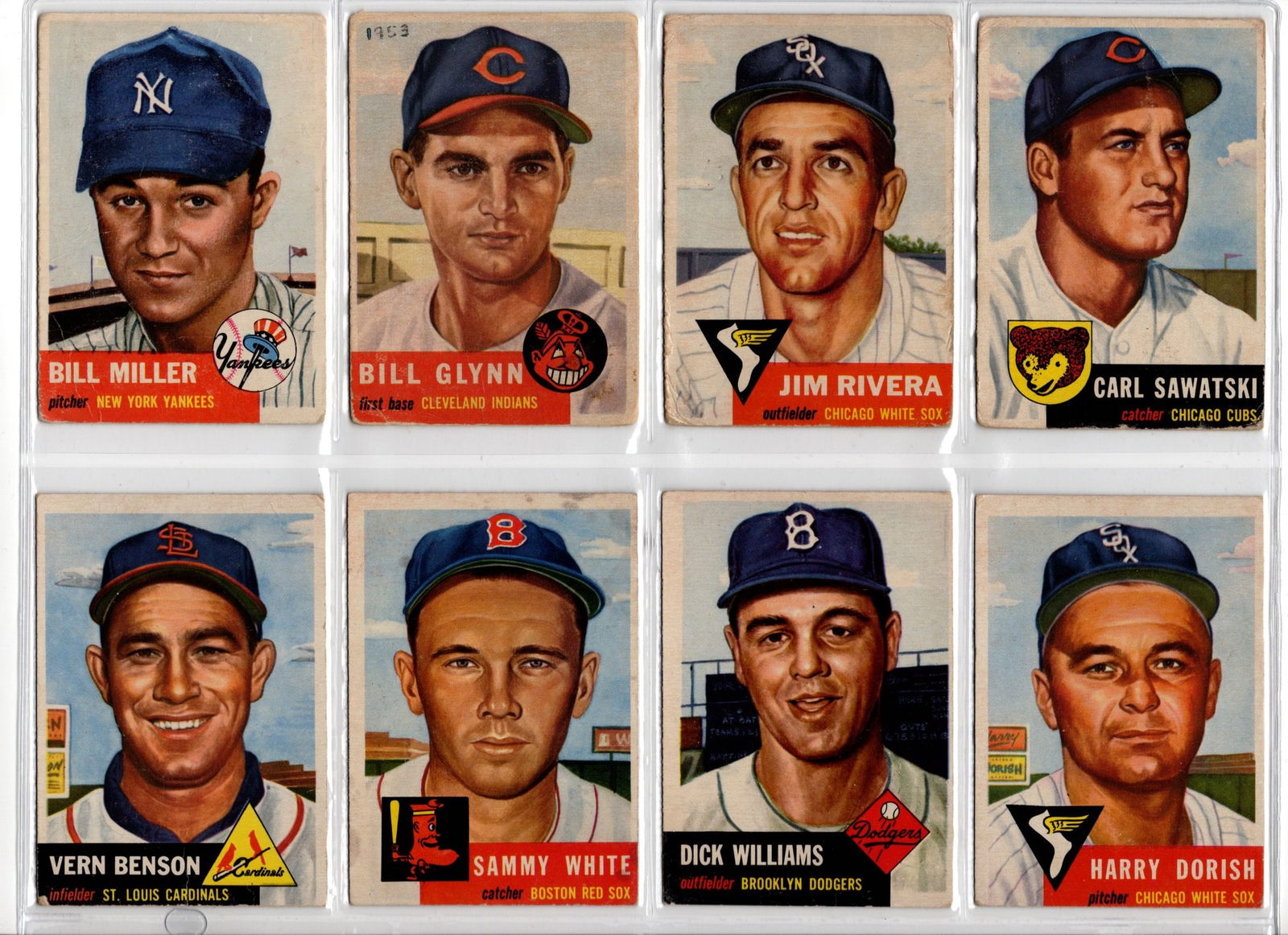 Lot of 8 1953 Topps Vintage Baseball Cards. All Different, Conditions Vary, See Pictures (1 of 2)