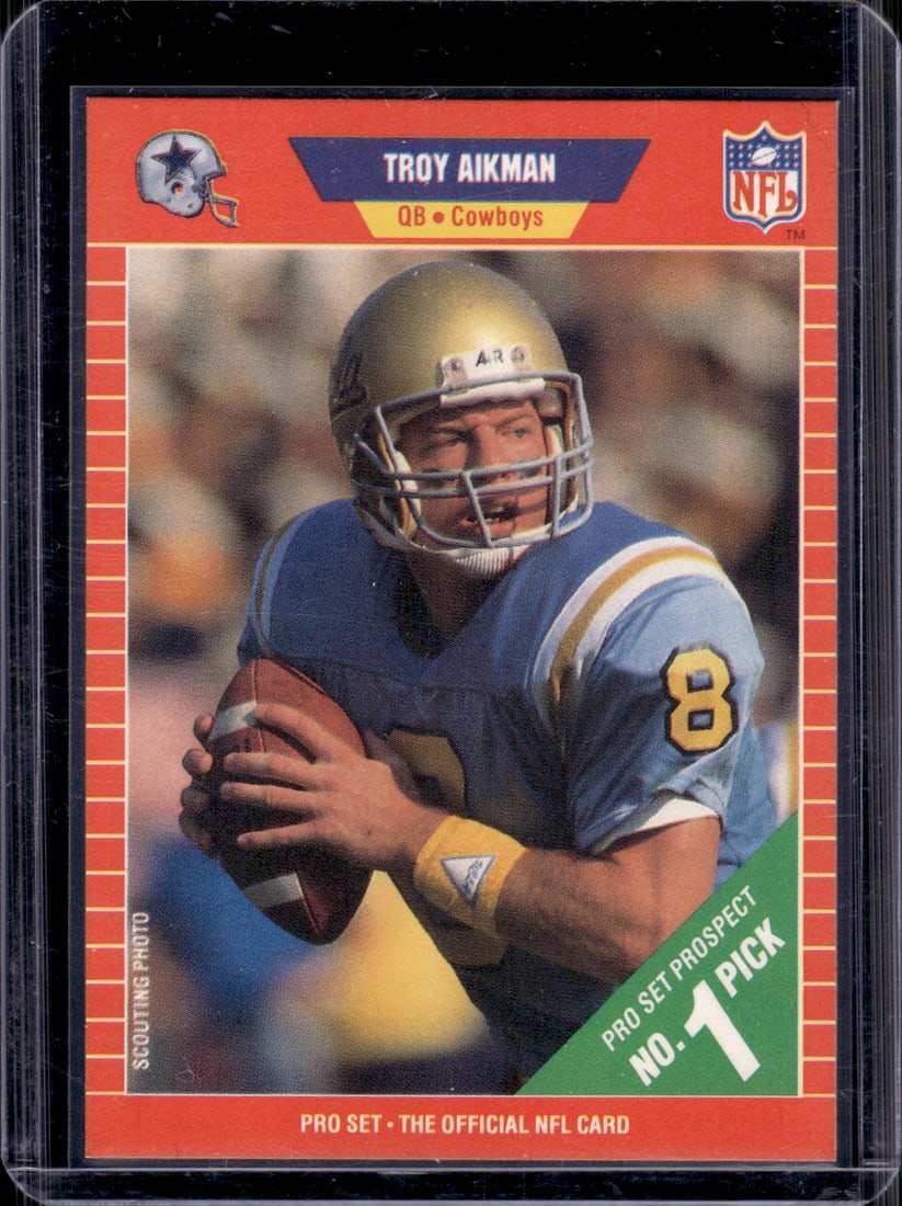 Troy Aikman Rookie Card 1989 Pro Set #490 Dallas Cowboys (1 of 2)