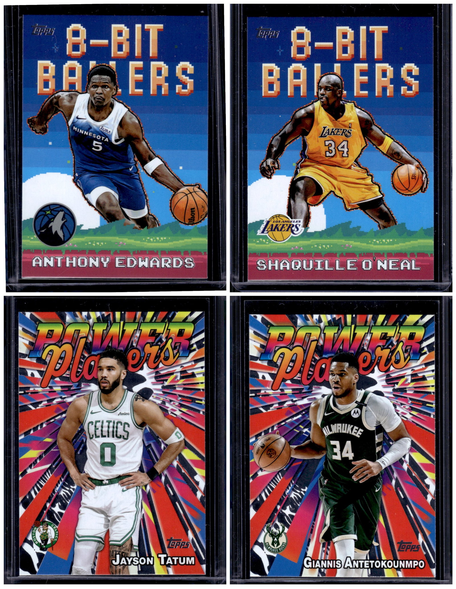 Lot of 4 2025-26 Topps NBA Inserts. Anthony Edwards, Shaq, Tatum, Giannis Antetokounmpo (1 of 2)