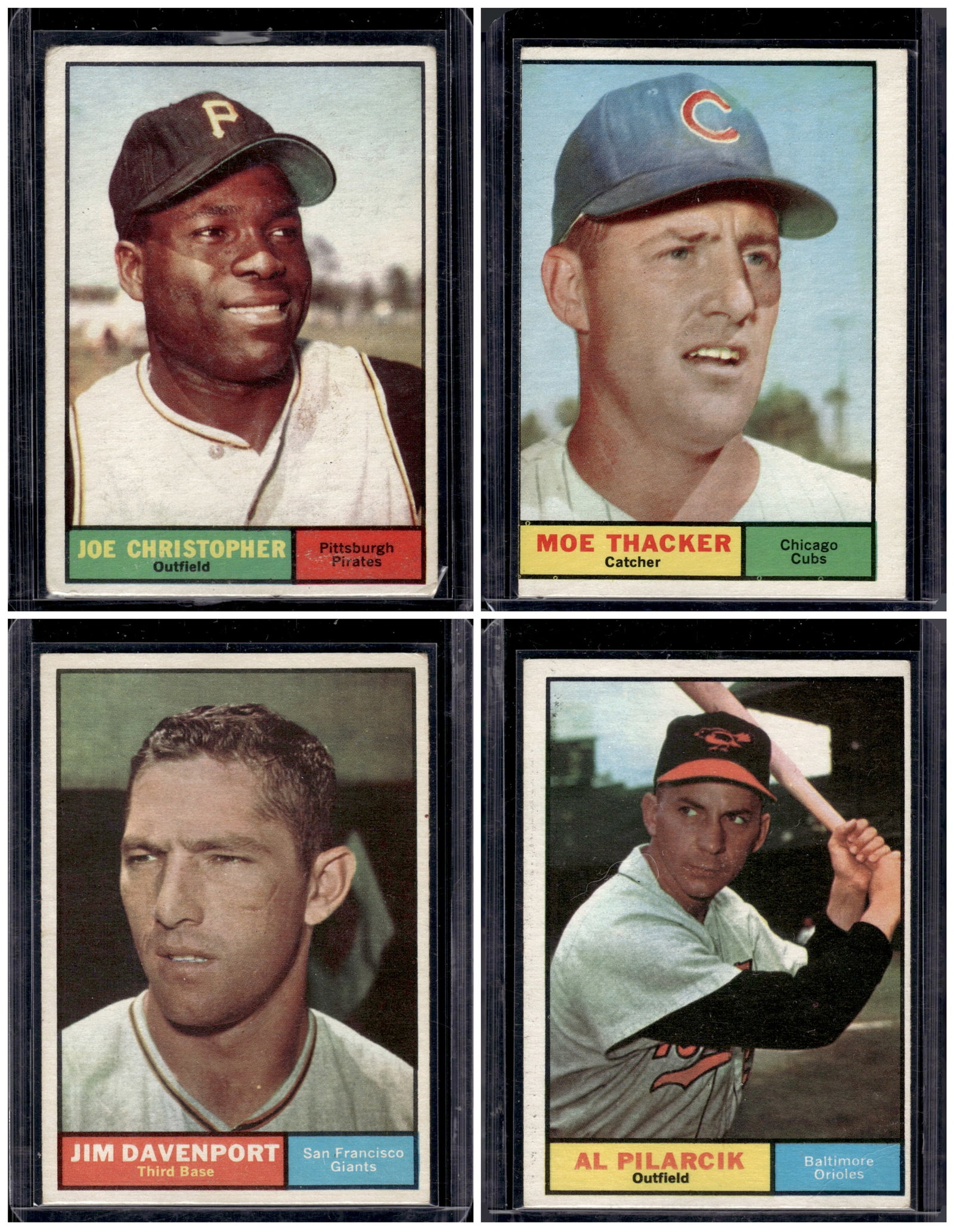 Lot of 4 1961 Topps Vintage Baseball Cards. All Different, See Pictures For Condition (1 of 2)
