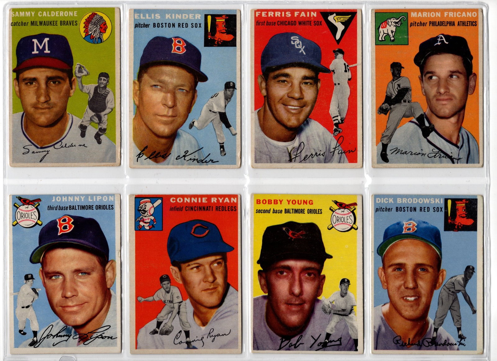 Lot of 8 1954 Topps Vintage Baseball Cards. All Different, See Pictures For Condition (1 of 2)