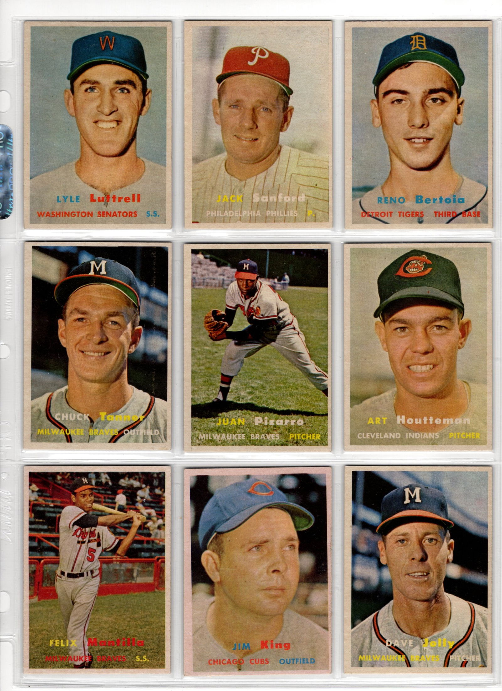 Lot of 9 1957 Topps Vintage Baseball Cards. All Different, See Pictures For Condition (1 of 2)