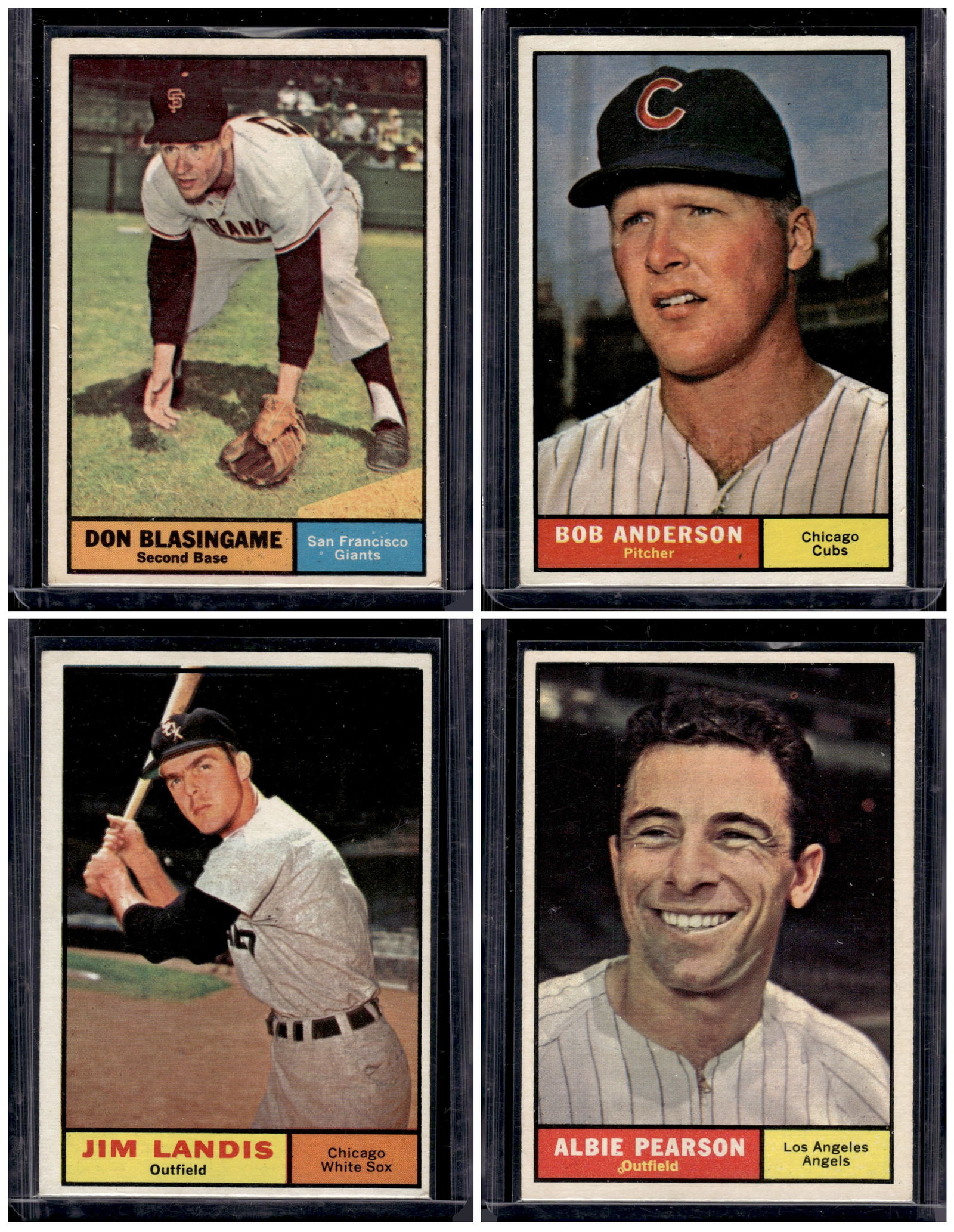 Lot of 4 1961 Topps Vintage Baseball Cards. All Different, See Pictures For Condition (1 of 2)