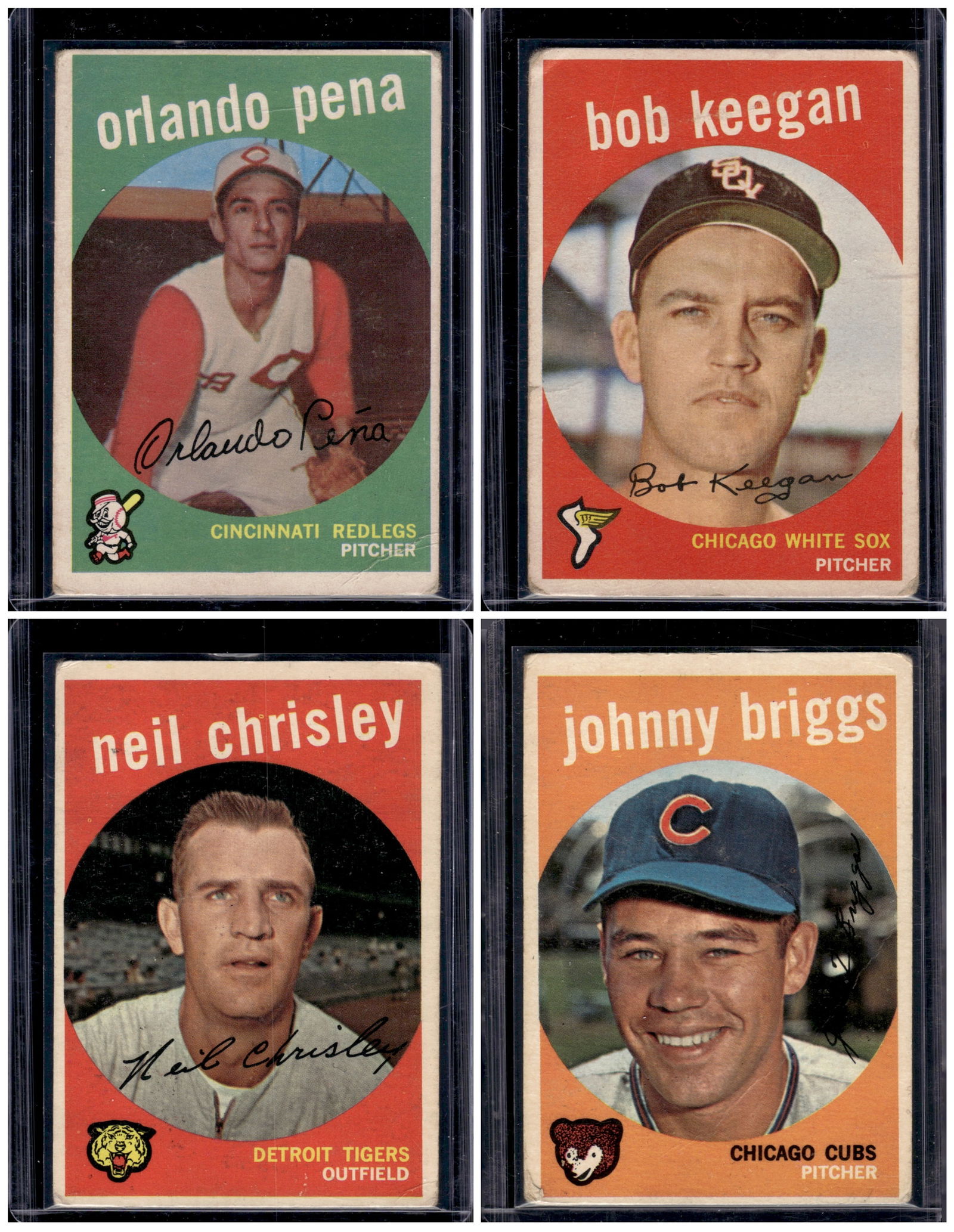 Lot of 4 1959 Topps Vintage Baseball Cards. All Different, See Pictures For Condition (1 of 2)