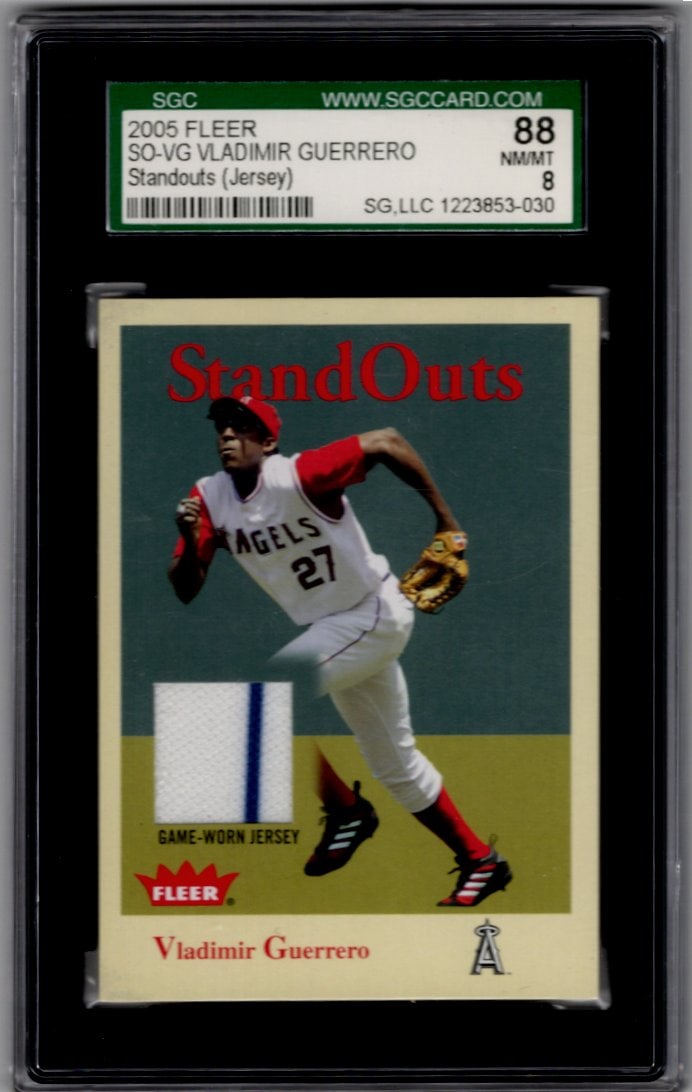 Vladimir Guerrero Game Used Patch 2005 Fleer Standouts #SO-VG SGC 8: Fleer Vintage Baseball MLB Trading & Sports Cards, Old Sports Cards for Sale Near Me, Auction Memorabilia Lots for Sale On Line, World Series & Hall of Fame Players