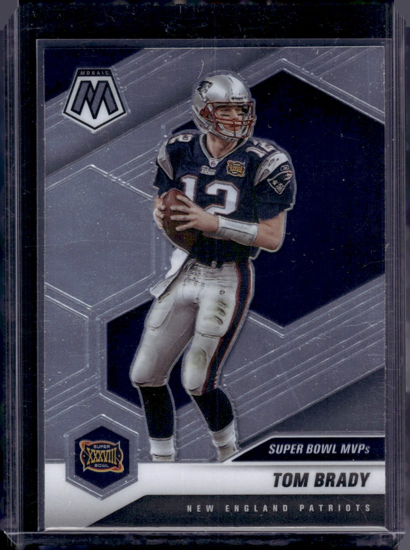 Tom Brady Super Bowl MVPs 2021 Panini Mosaic #282 New England Patriots: Panini Select, Prizm, Mosaic, Contenders, Zenith, Phoenix, Illusions, Absolute, Rookie NFL Sports Trading Cards, SP, SSP, Cards, Football Cards for Sale Near Me, Superbowl & Hall of Fame Player Cards,