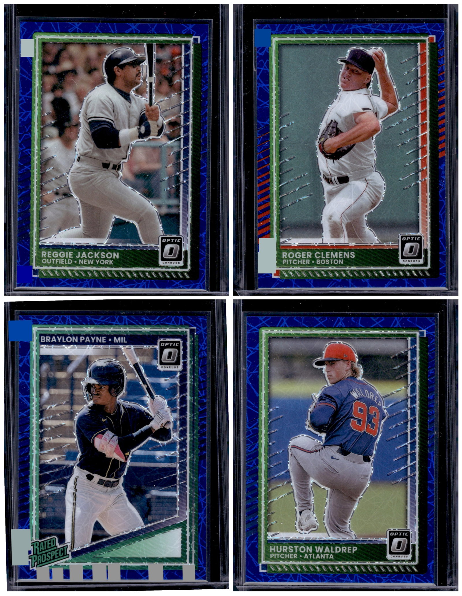 Lot of 4 2025 Donruss Optic MLB Blue Velocity Prizms. Jackson, Clemens, Payne, Waldrep: Donruss Baseball MLB Trading & Sports Cards, Sports Cards for Sale Near Me, Prizm, Mosaic, Select, SP, SSP, Auction Memorabilia Lots for Sale On Line, World Series & Hall of Fame Players, Diamond King