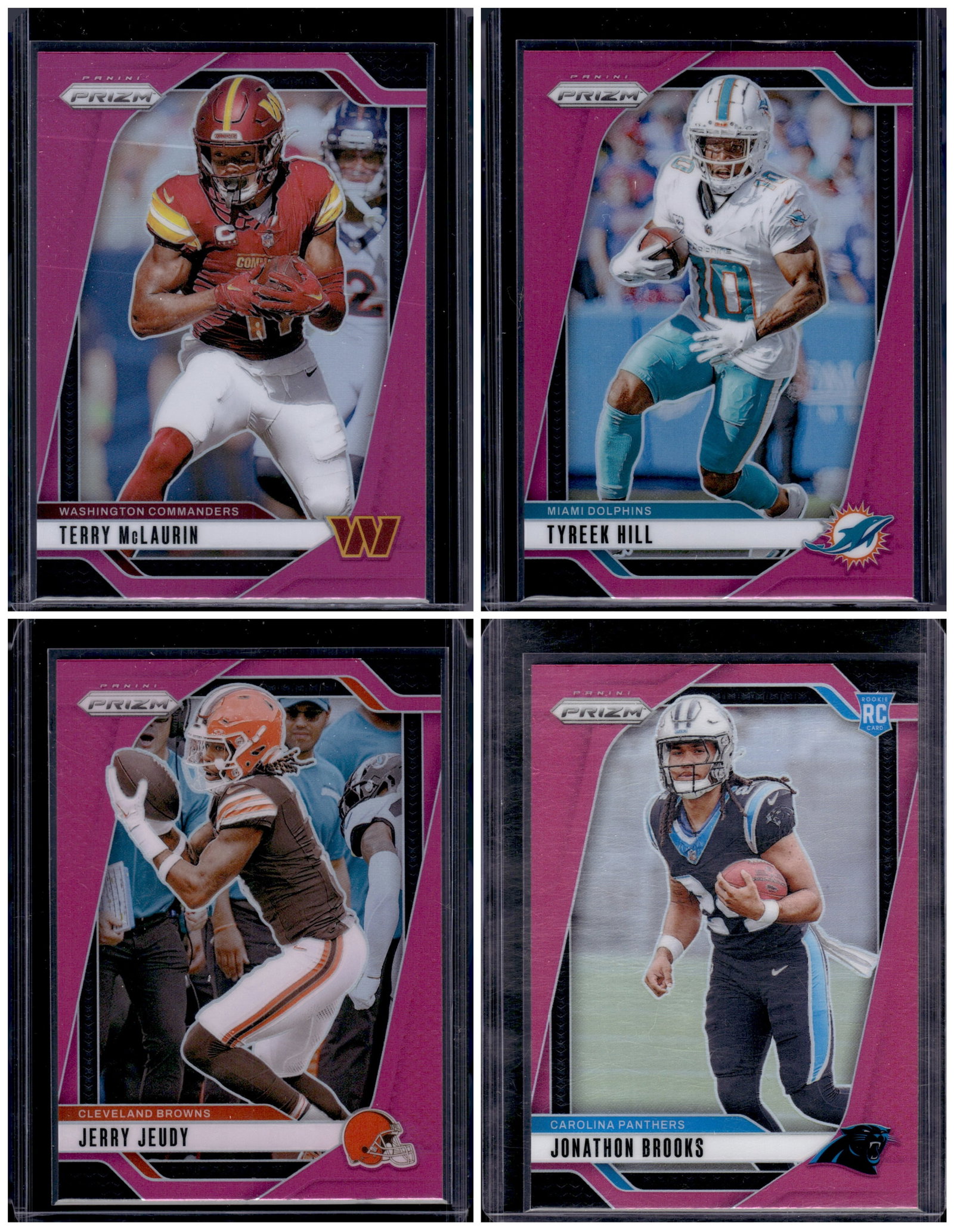 Lot of 4 2024 Panini Prizm NFL Pink Prizms. McLaurin, Hill, Jeudy, Brooks RC (1 of 1)