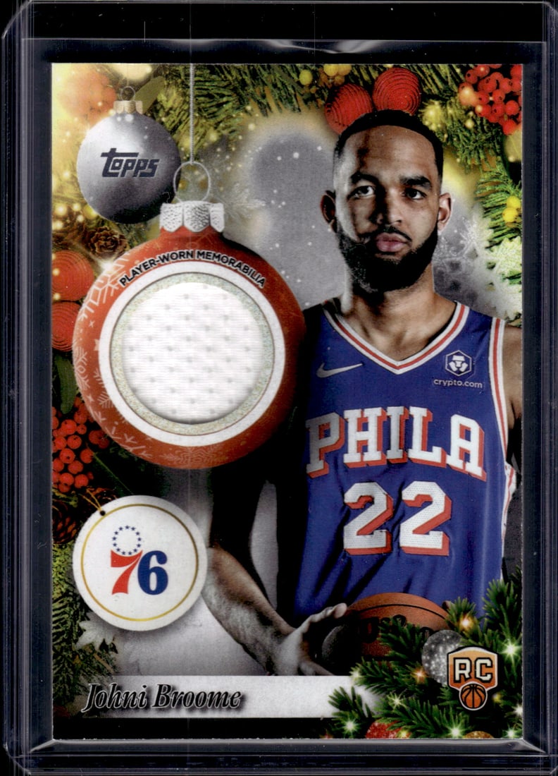 Johni Broome Rookie Patch 2025-26 Topps Holiday #PR-JO Auburn Tigers, 76ers (1 of 2)