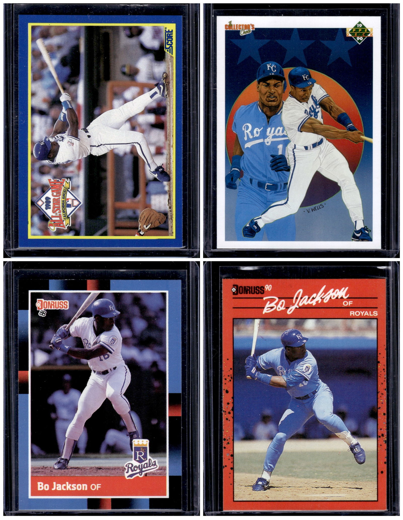 Lot of 4 Late 80s & Early 90s Bo Jackson Baseball Cards. All Different, See Pictures (1 of 2)